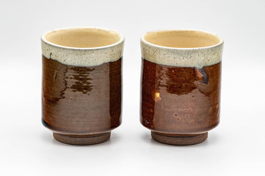 Japanese Teacups - Pair of Drip-Glazed Tsutsu-gata Yunomi - 220ml