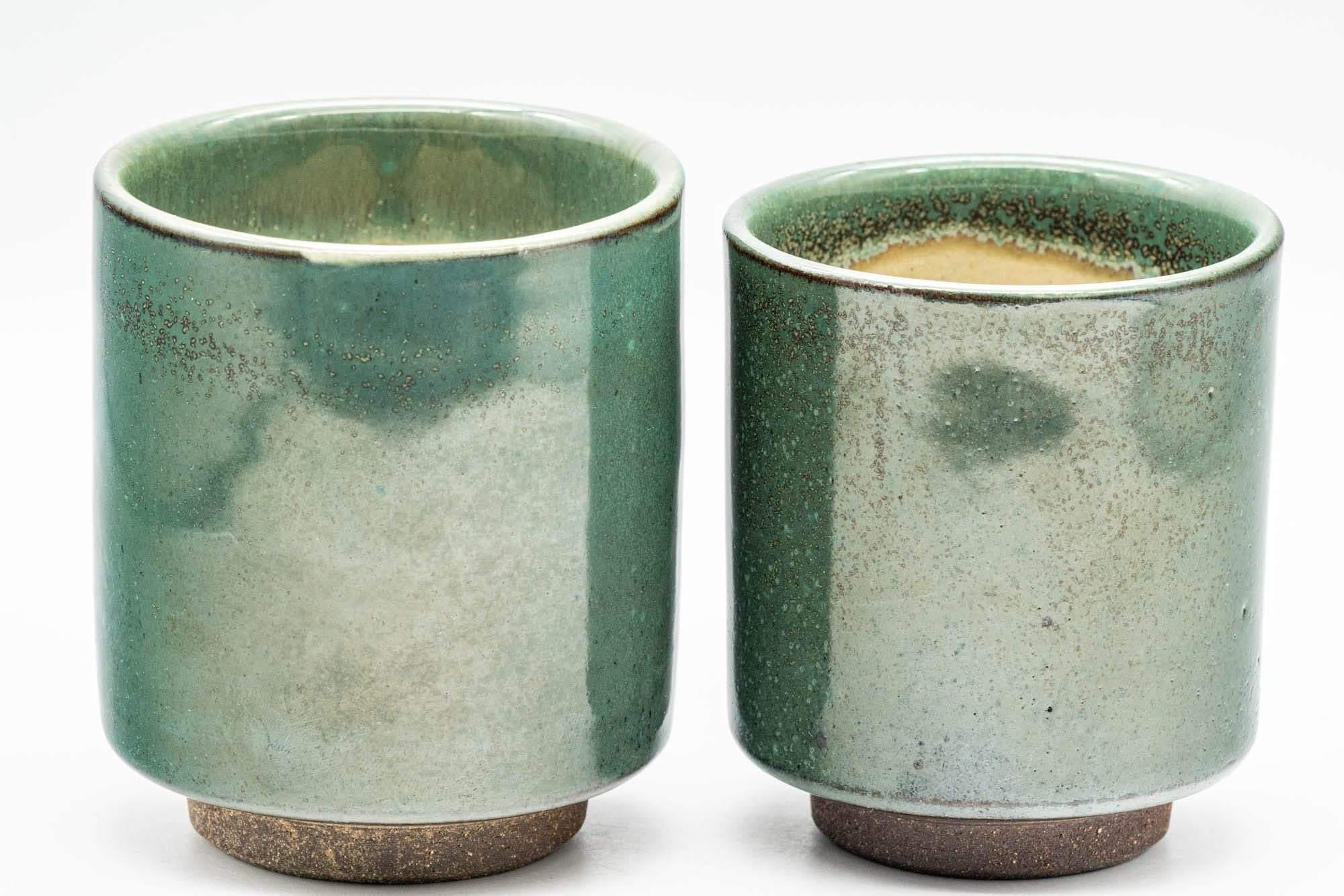 Japanese Teacups - Pair of Green and Yellow Meoto Yunomi
