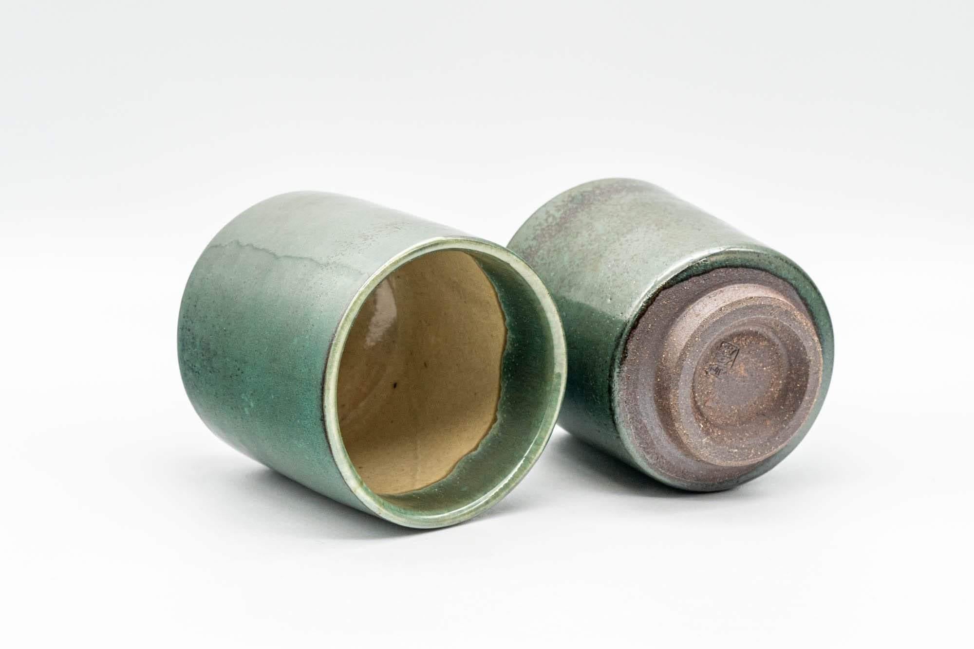 Japanese Teacups - Pair of Green and Yellow Meoto Yunomi