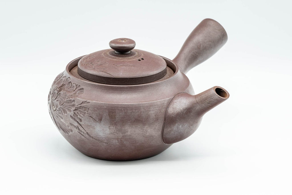 Japanese Kyusu - Large Banko-yaki 萬古焼 Teapot with Floral Motif - 500ml