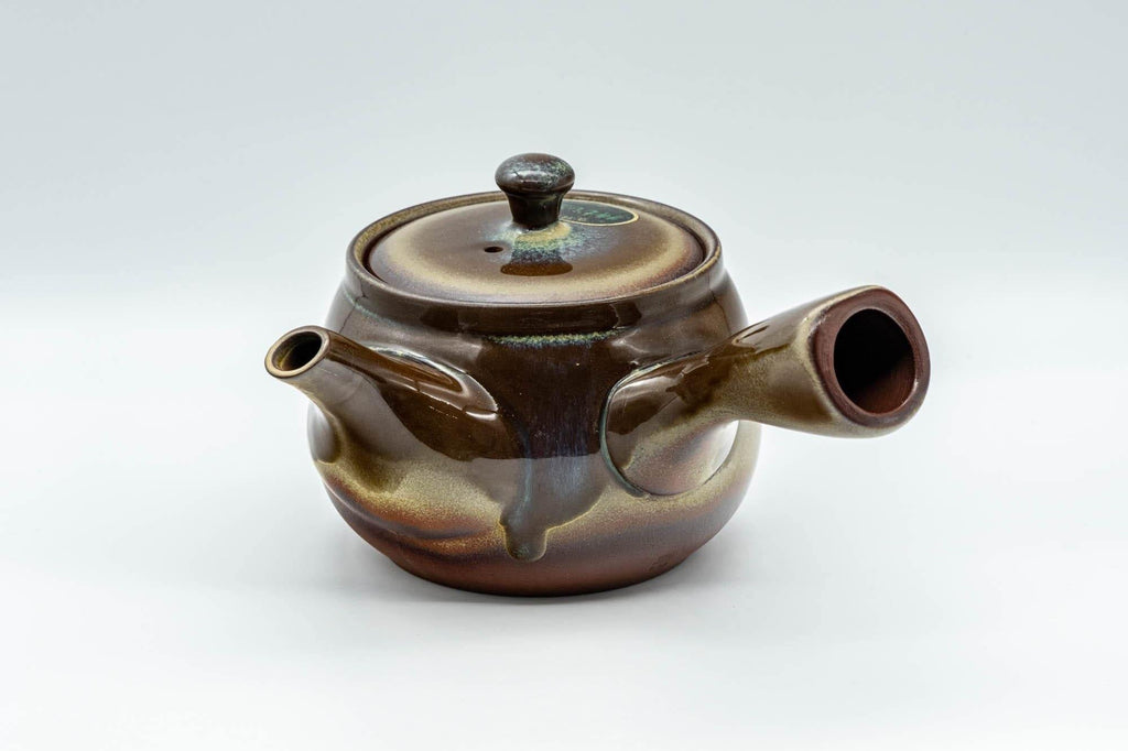 Japanese Kyusu - Brown and Blue Drip-Glazed Teapot - 400ml