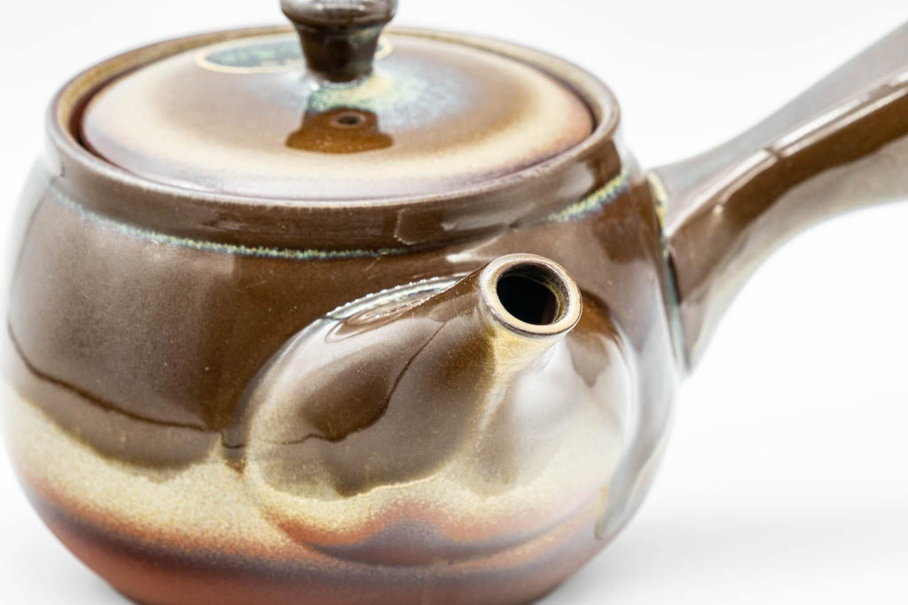 Japanese Kyusu - Brown and Blue Drip-Glazed Teapot - 400ml