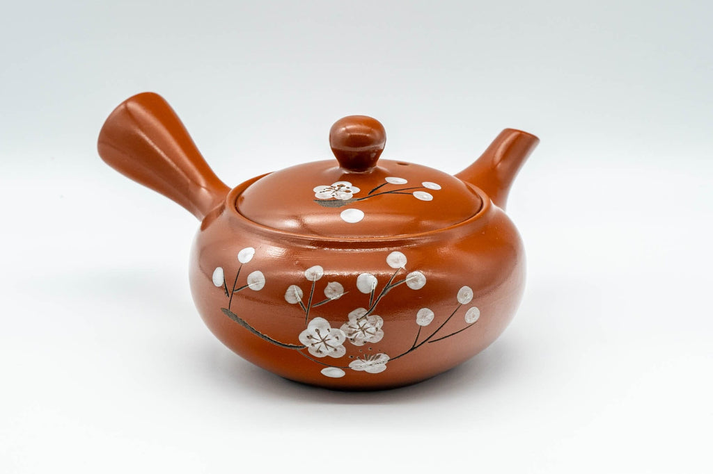Japanese Kyusu - Engraved Plum Blossoms Tokoname-yaki Teapot - 350ml
