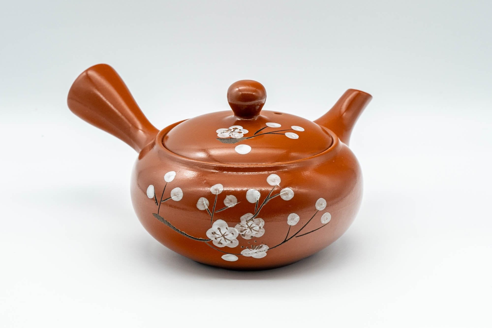 Japanese Kyusu - Engraved Plum Blossoms Tokoname-yaki Teapot - 350ml