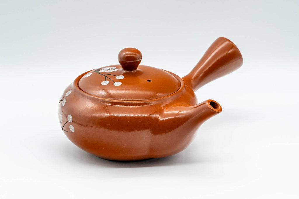Japanese Kyusu - Engraved Plum Blossoms Tokoname-yaki Teapot - 350ml