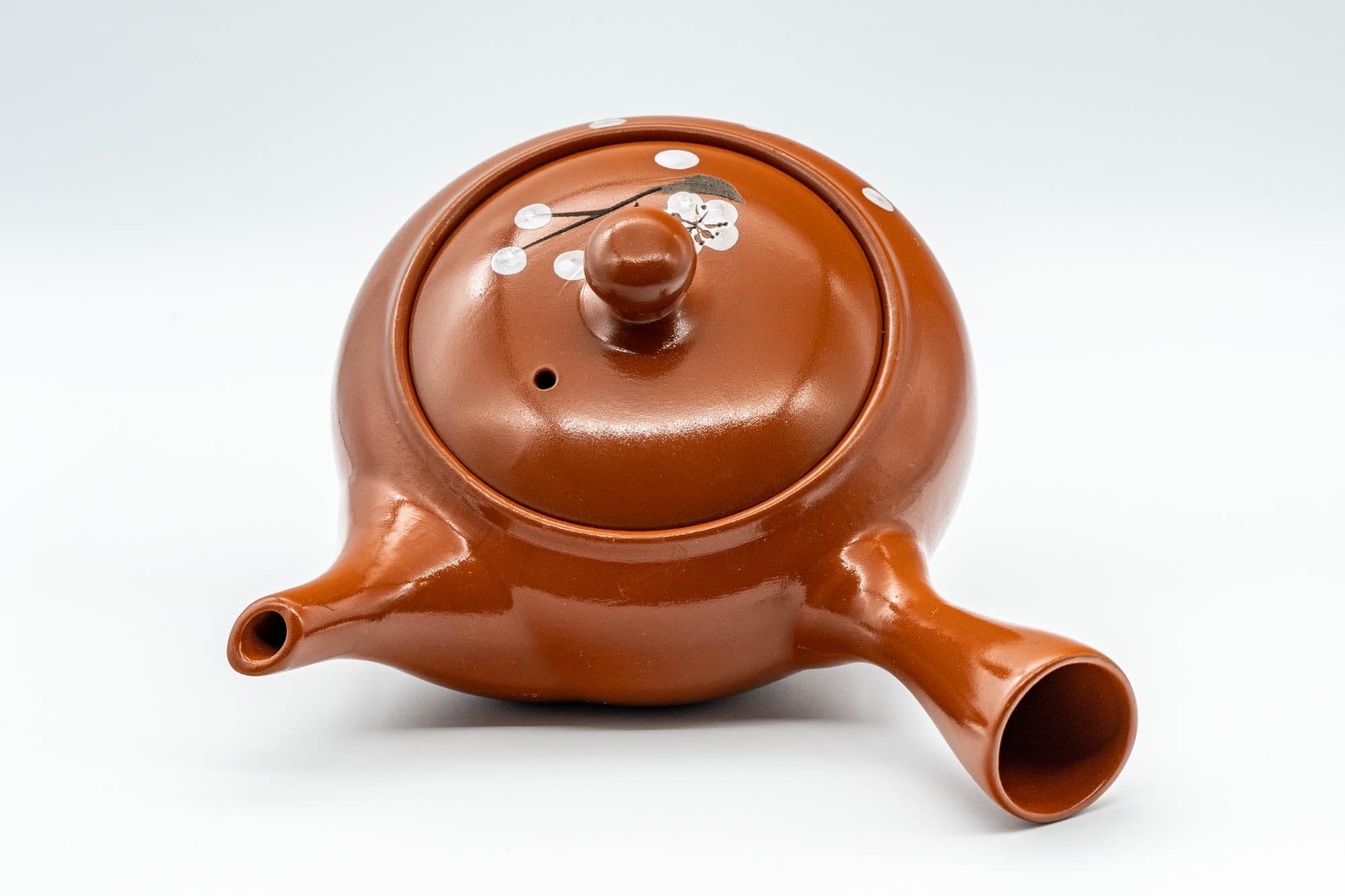Japanese Kyusu - Engraved Plum Blossoms Tokoname-yaki Teapot - 350ml