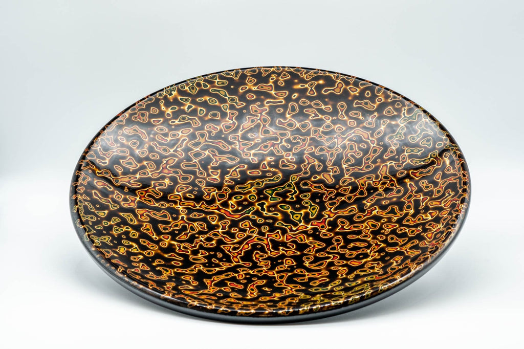 Japanese Kashibachi - Black Lacquer Kara-nuri Patterned Sweets Tea Tray