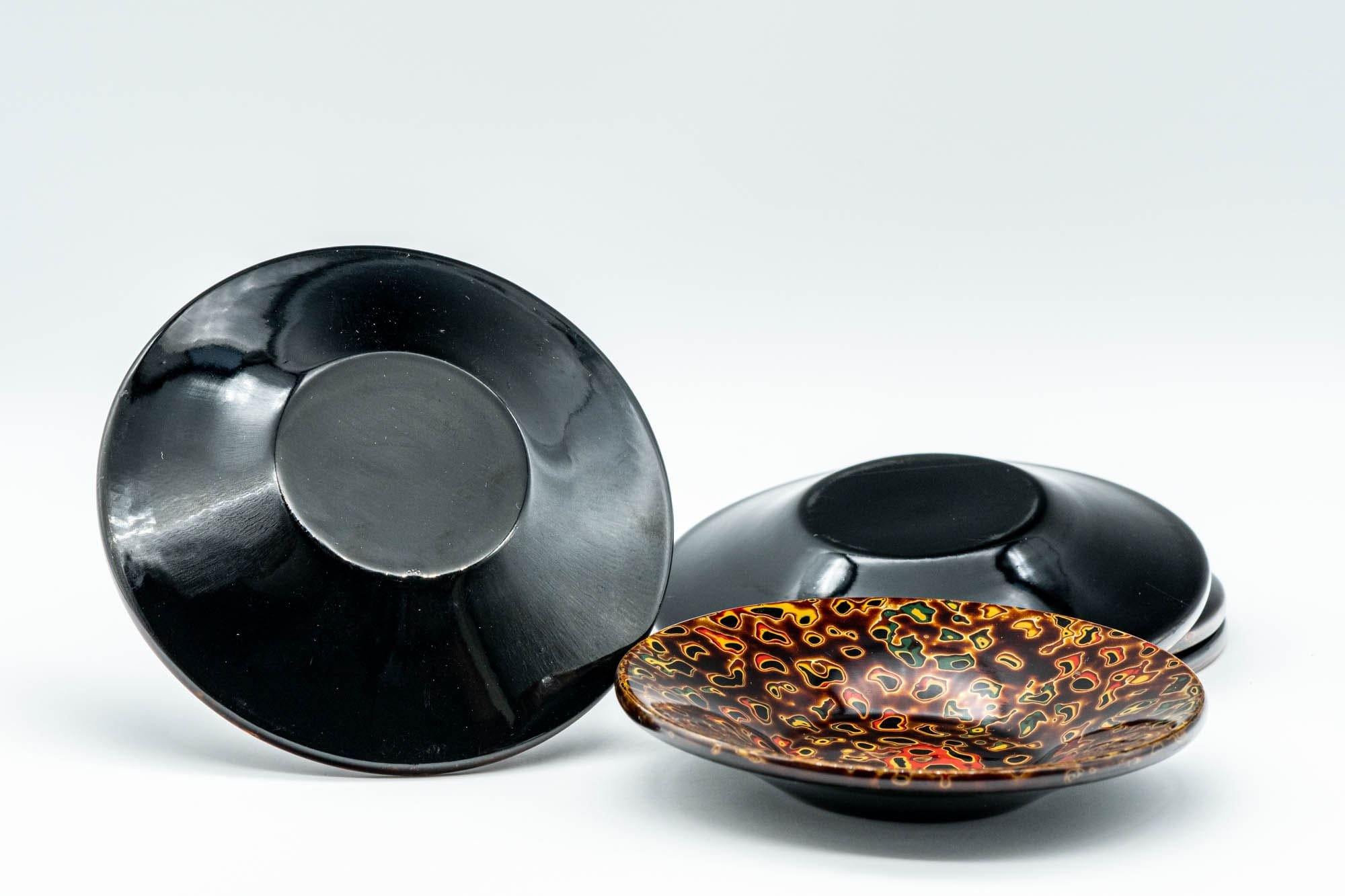 Japanese Chataku - Set of 5 唐塗 Kara-nuri Urushi Lacquer Tea Saucers