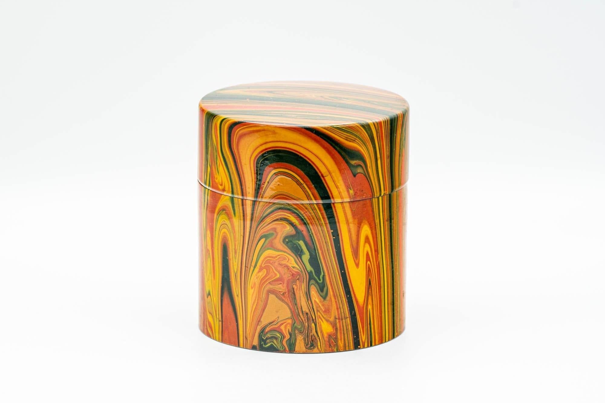 Japanese Chazutsu - Orange Marbled Lacquer Tea Canister - 200ml