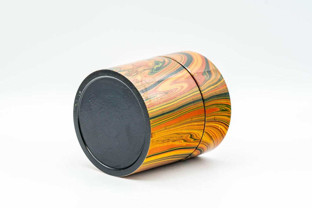 Japanese Chazutsu - Orange Marbled Lacquer Tea Canister - 200ml