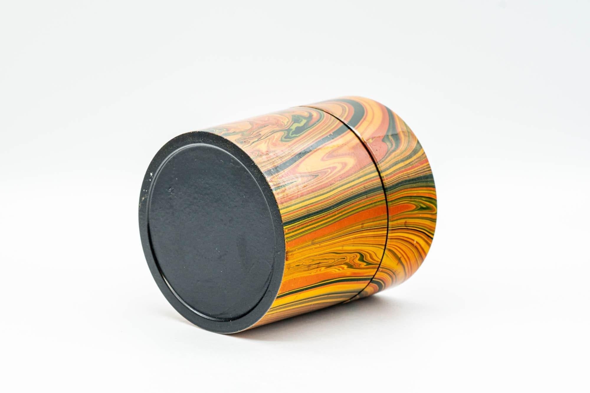 Japanese Chazutsu - Orange Marbled Lacquer Tea Canister - 200ml