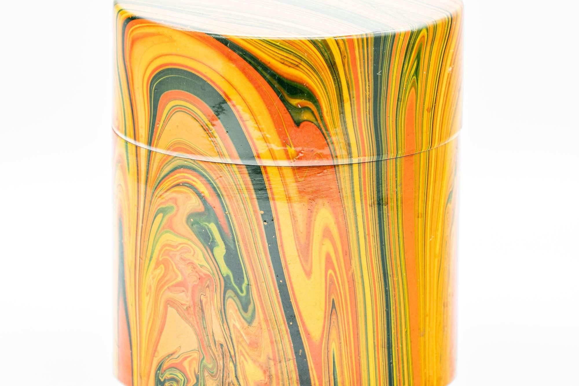 Japanese Chazutsu - Orange Marbled Lacquer Tea Canister - 200ml