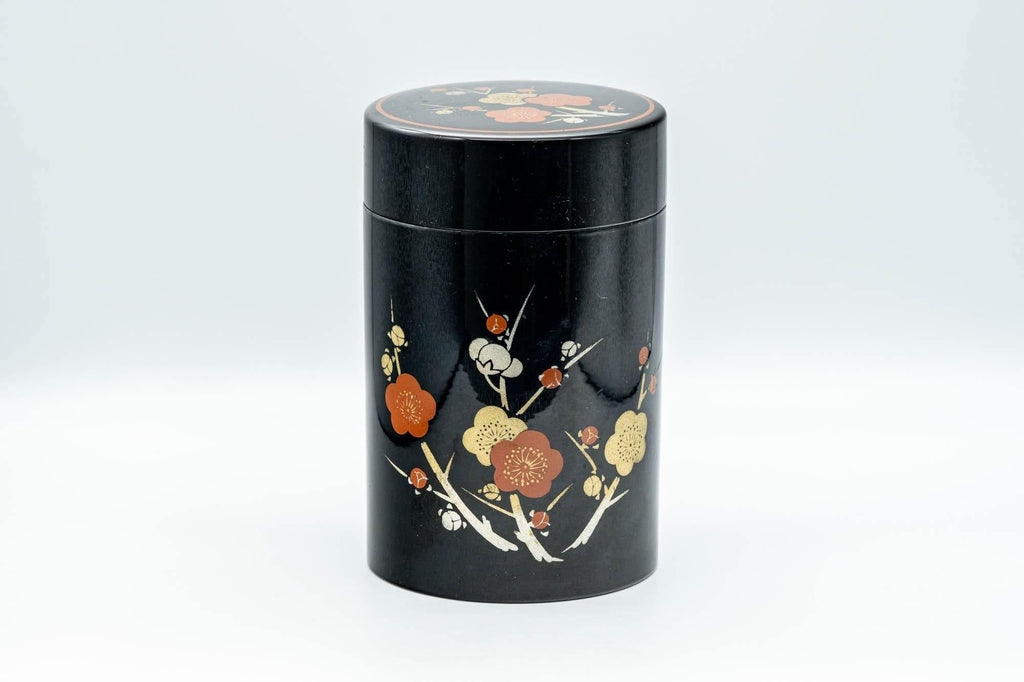 Japanese Chazutsu - Plum Blossoms Lacquer Tea Canister - 450ml
