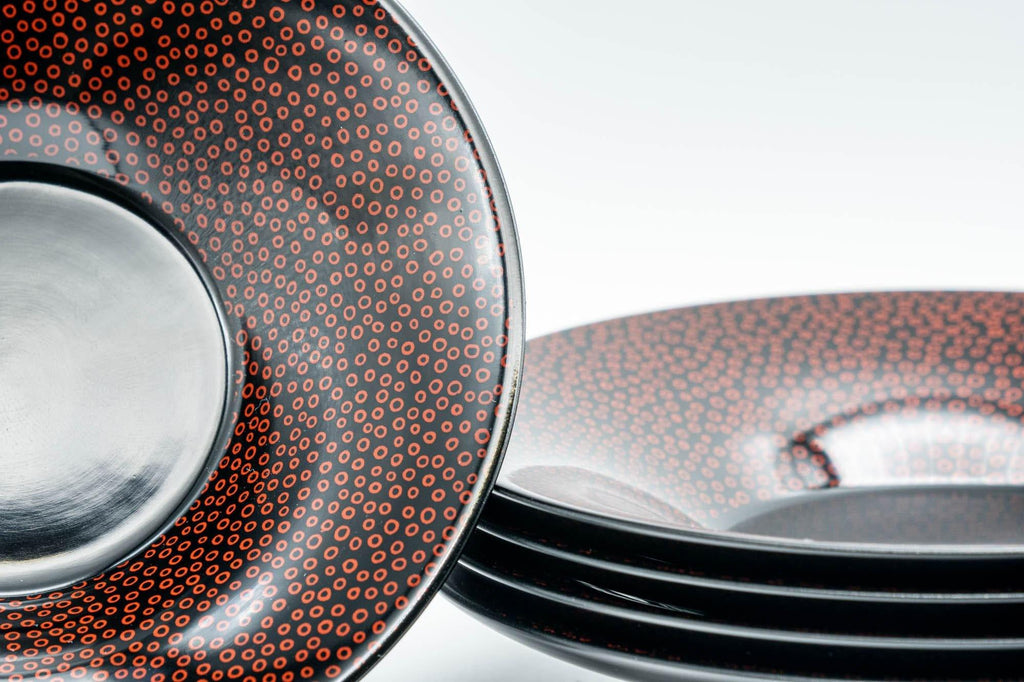 Japanese Chataku - 七々子塗 Nanako-nuri Urushi Lacquer Tea Saucers