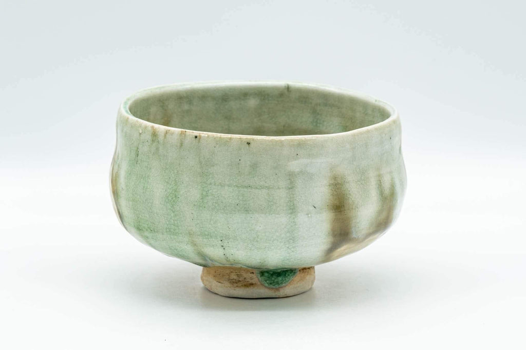 Japanese Matcha Bowl - Green Ash Drip-Glazed Hantsutsu-gata Chawan - 400ml