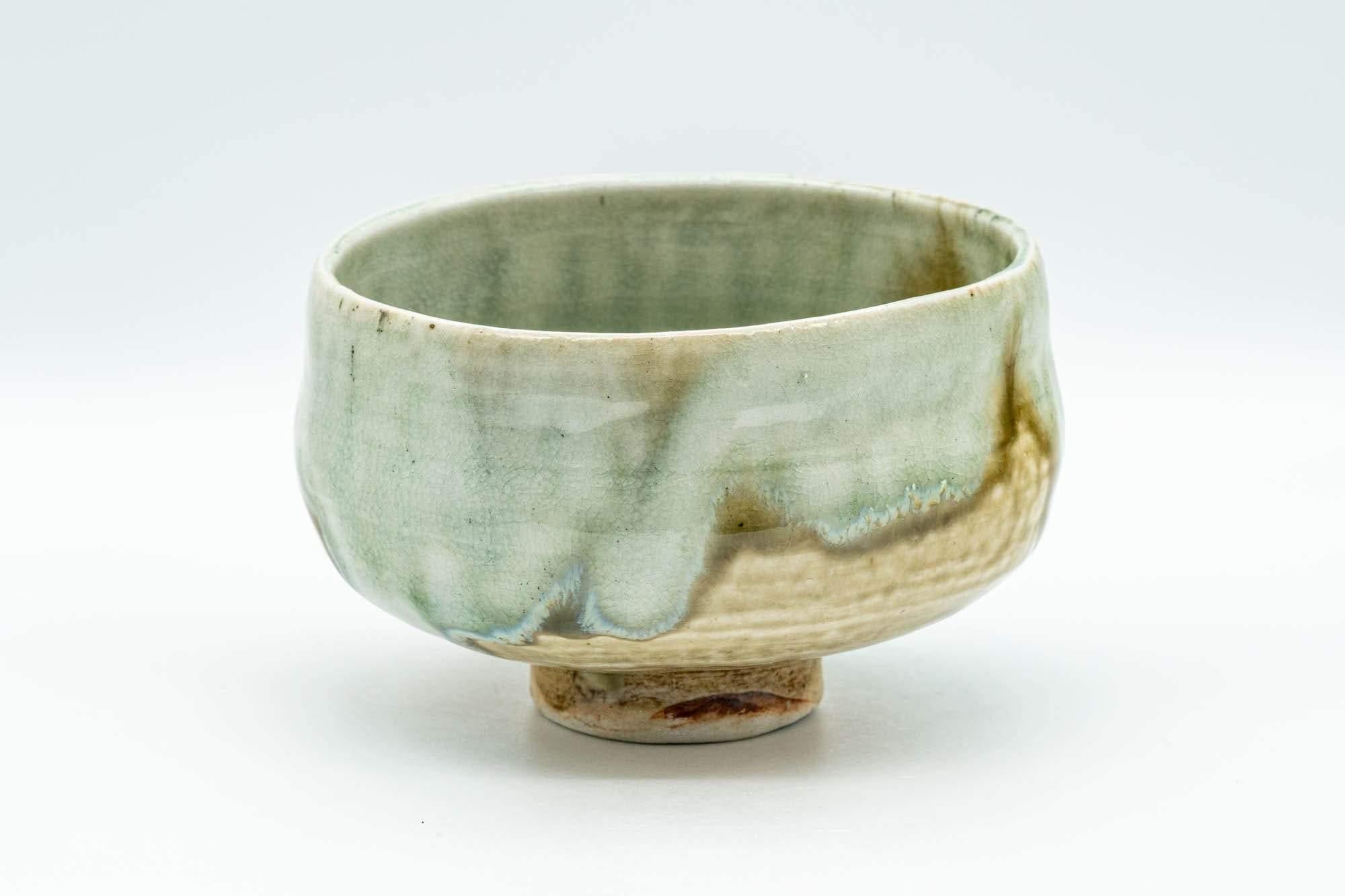 Japanese Matcha Bowl - Green Ash Drip-Glazed Hantsutsu-gata Chawan - 400ml