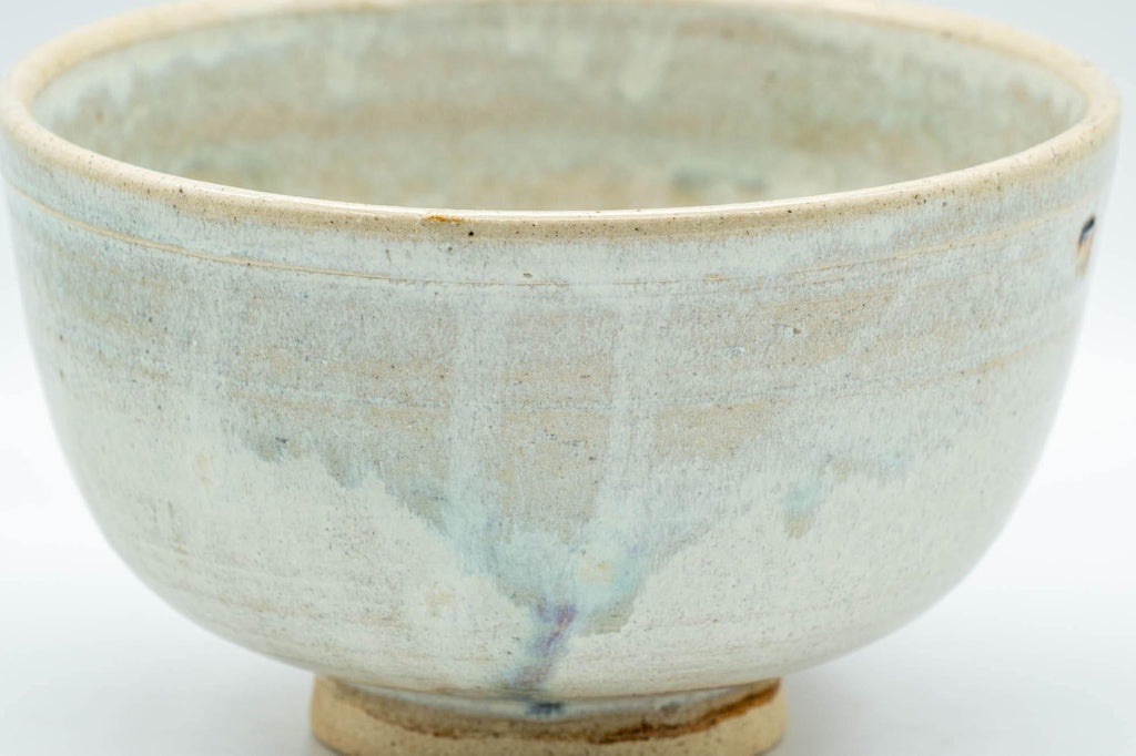 Japanese Matcha Bowl - White Drip-Glazed Chawan - 400ml