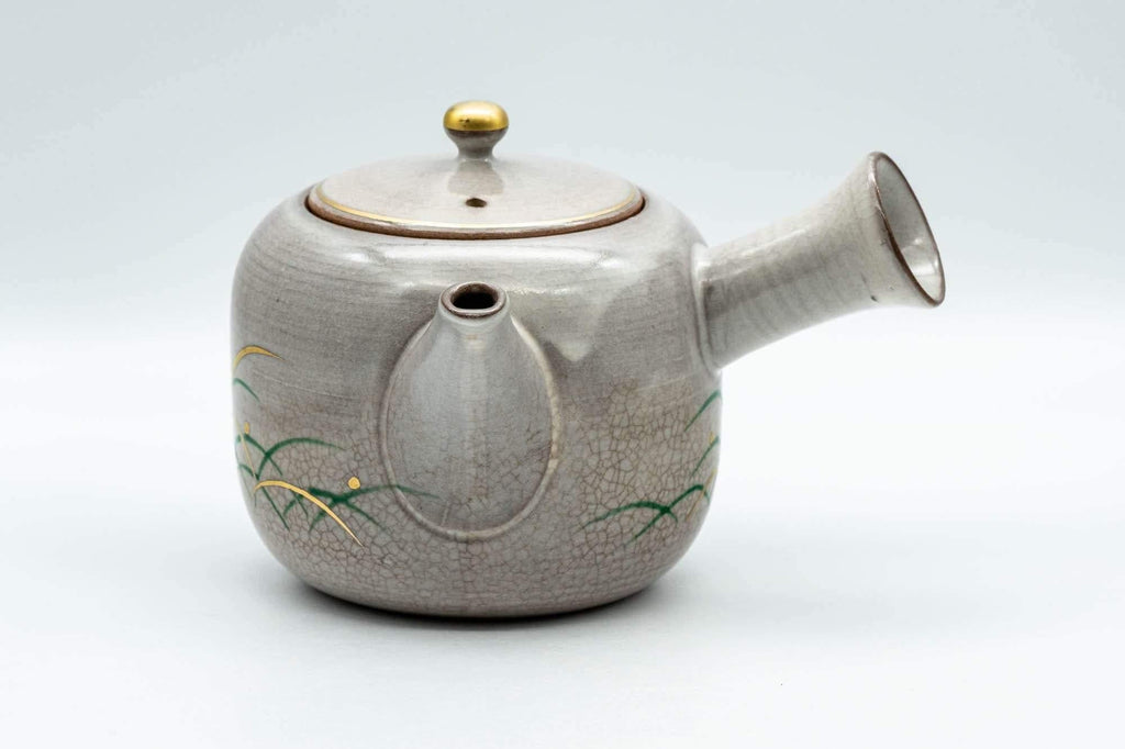 Japanese Kyusu - Grey Glazed Gold Decorated Debeso Teapot - 350ml
