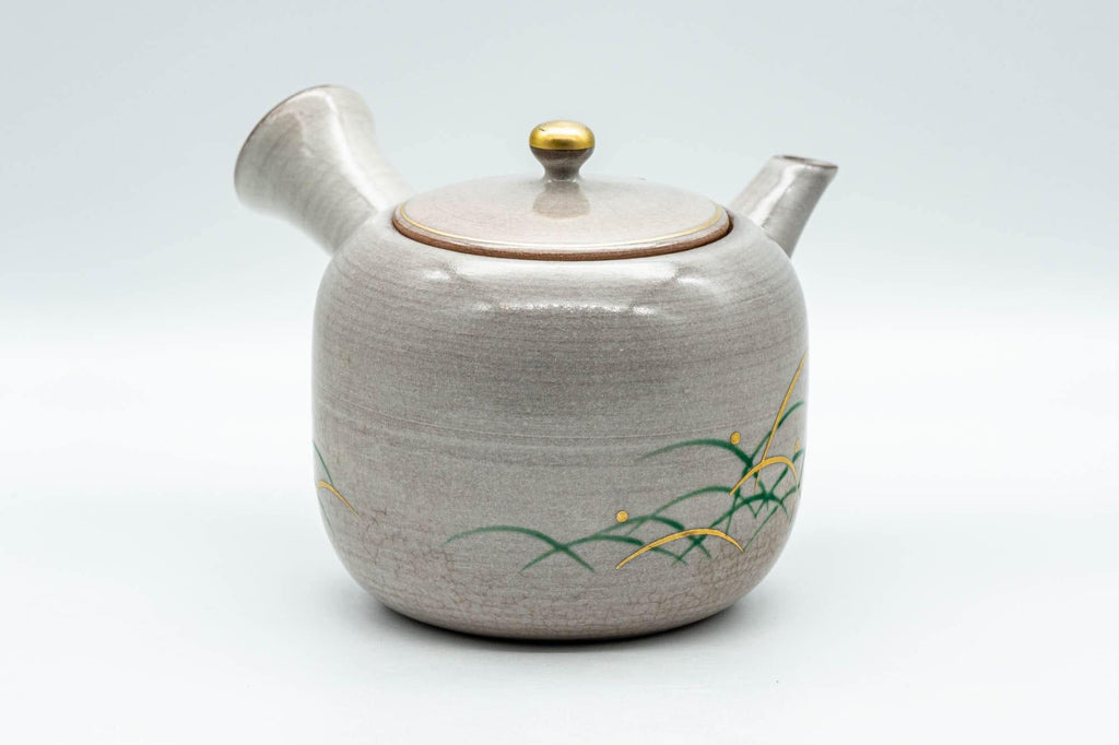 Japanese Kyusu - Grey Glazed Gold Decorated Debeso Teapot - 350ml