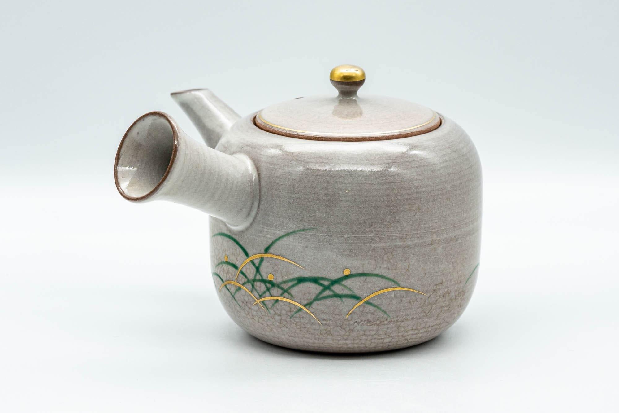 Japanese Kyusu - Grey Glazed Gold Decorated Debeso Teapot - 350ml