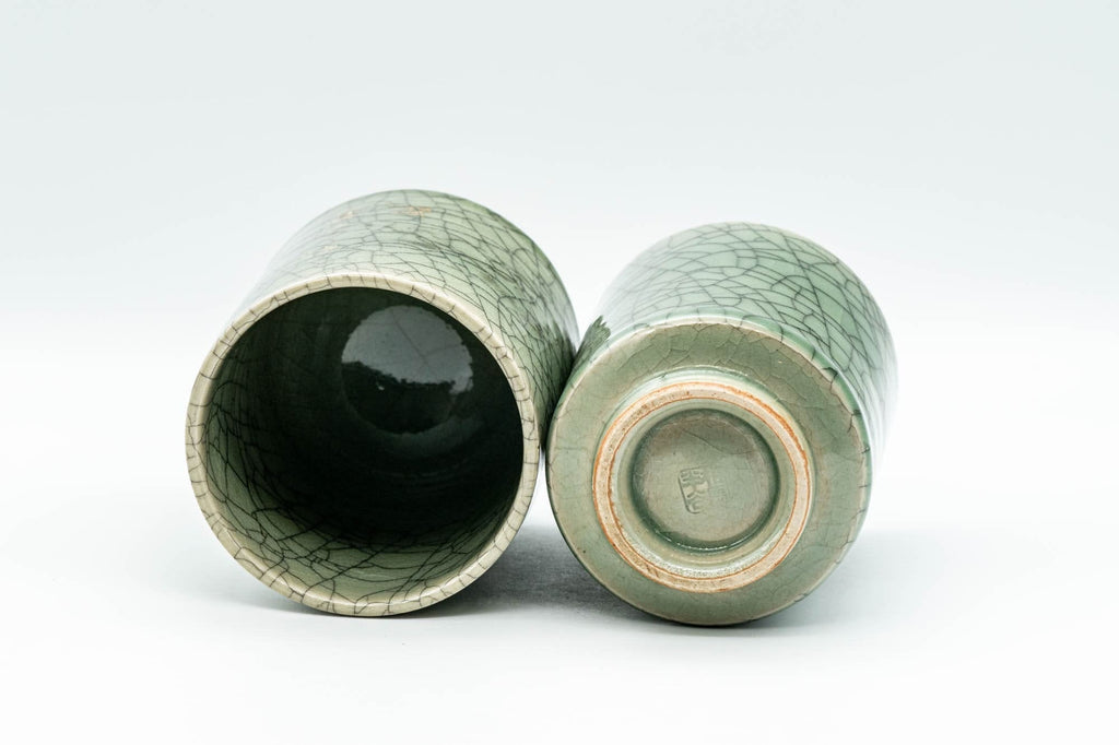Japanese Teacups - Pair of Meoto Obori Soma-yaki Yunomi