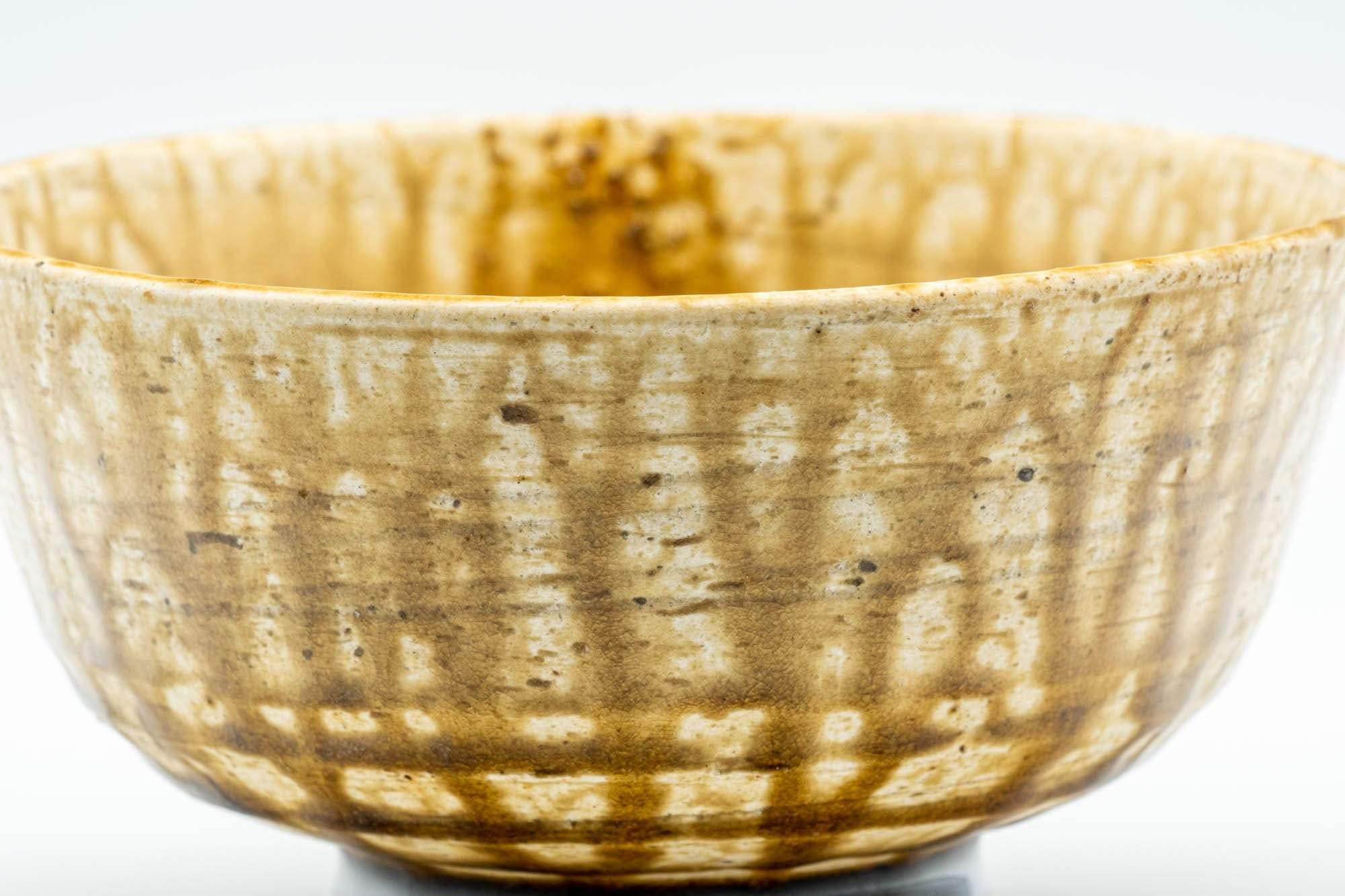 Japanese Matcha Bowl - Yellow and Brown Drip-Glazed Chawan - 350ml