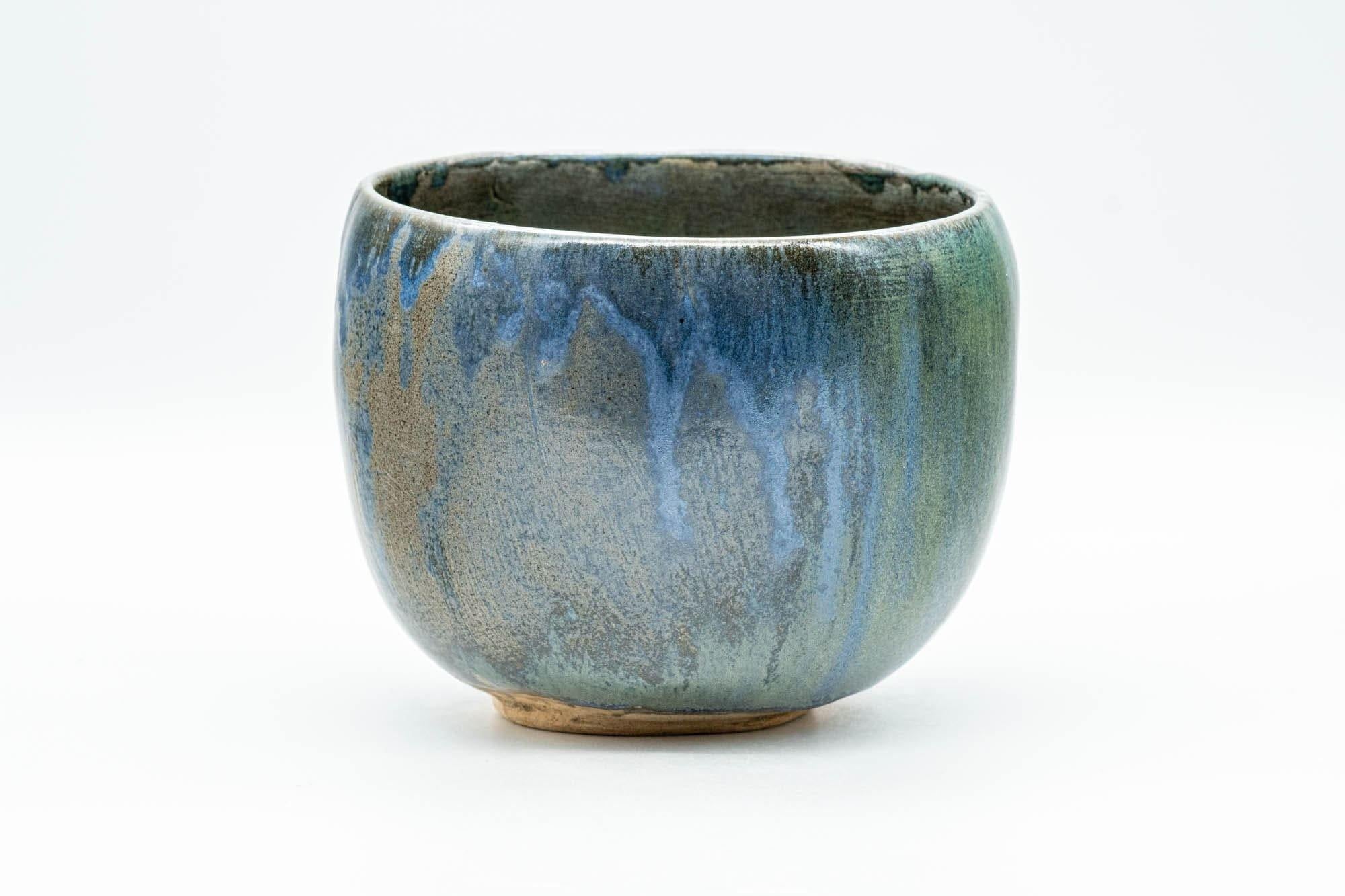 Japanese Matcha Bowl - Blue Drip-Glazed Tsutsu-gata Chawan - 600ml