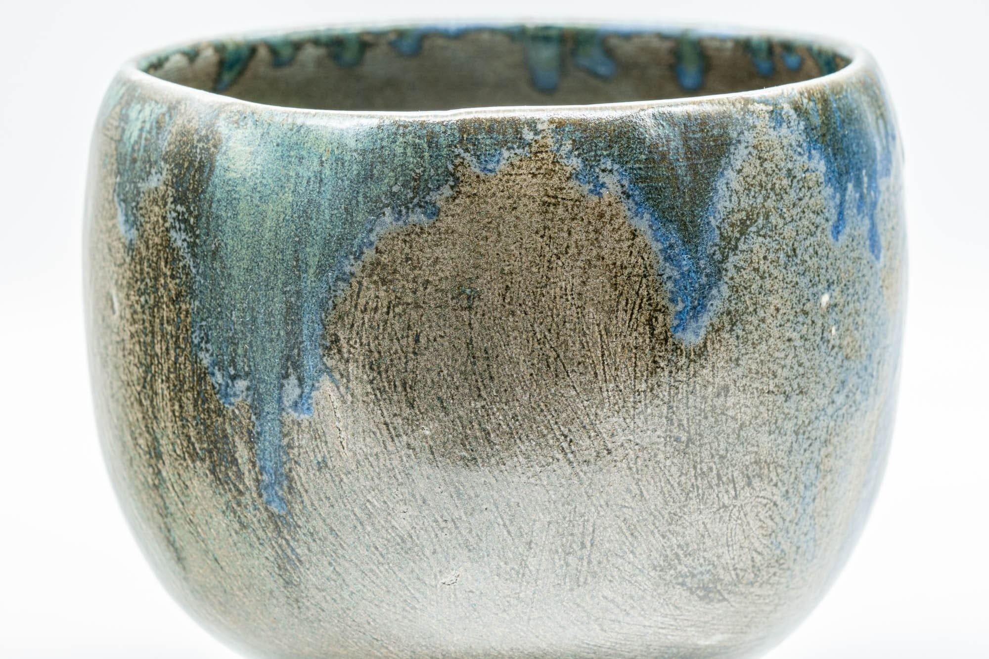 Japanese Matcha Bowl - Blue Drip-Glazed Tsutsu-gata Chawan - 600ml