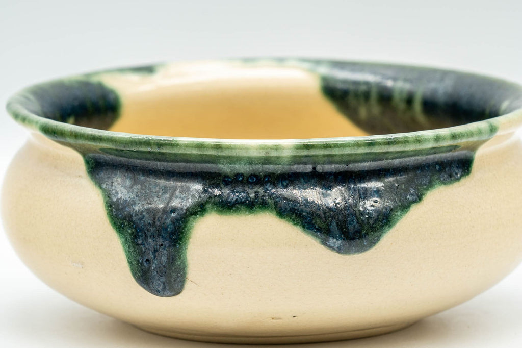 Japanese Kensui - Drip Glazed Oribe-yaki Water Bowl - 350ml