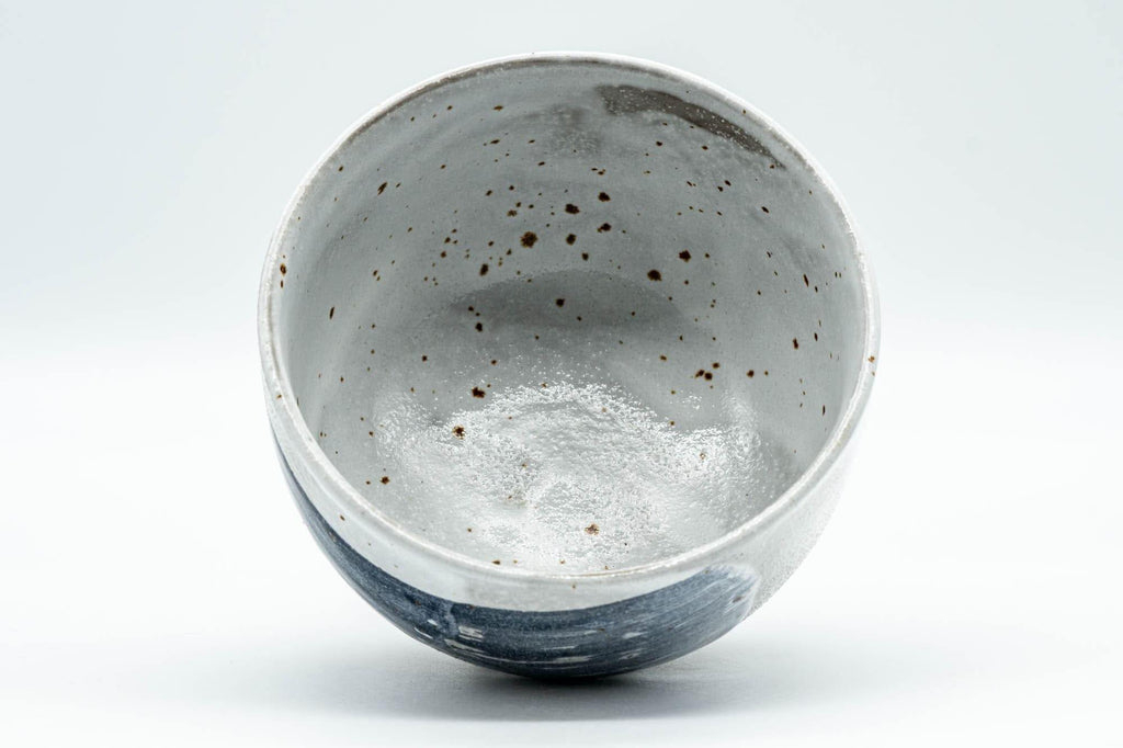 Japanese Matcha Bowl - Blue Hakeme and Grey Glazed Chawan - 350ml