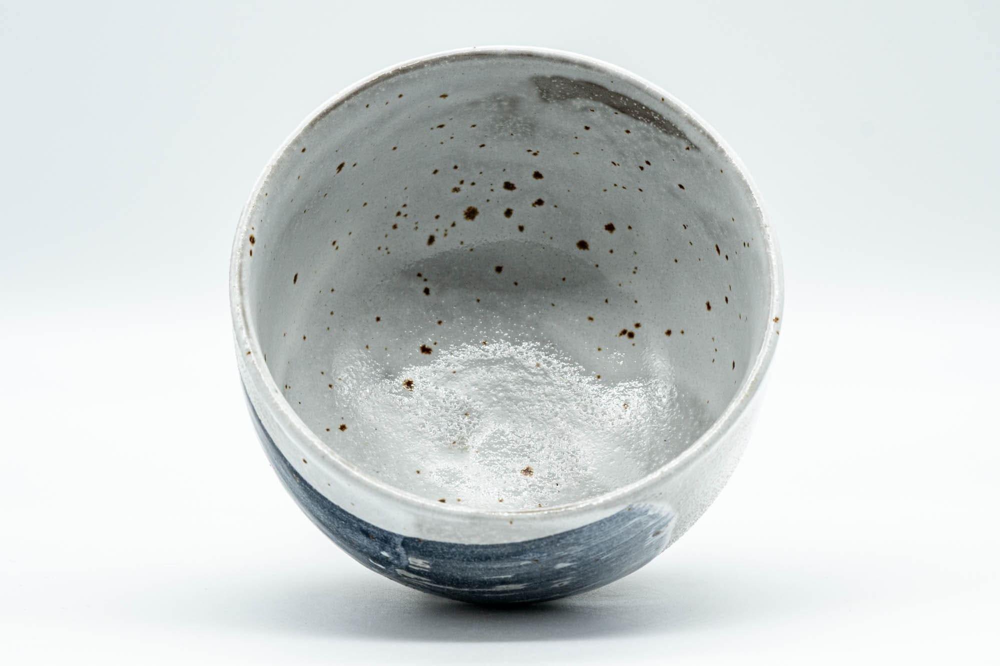Japanese Matcha Bowl - Blue Hakeme and Grey Glazed Chawan - 350ml
