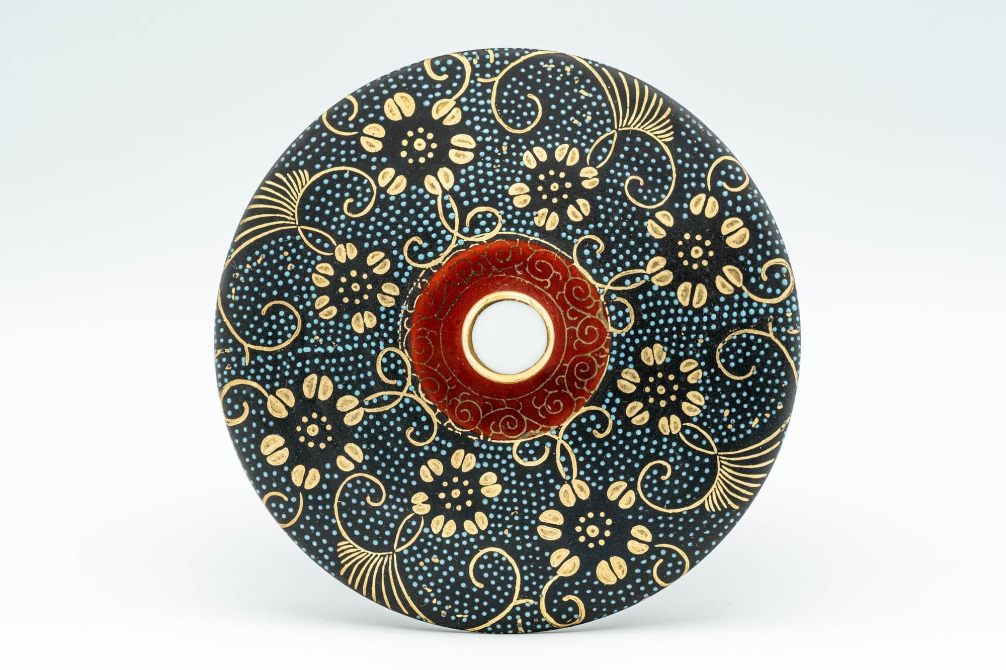 Japanese Teacup - 九谷焼 Floral Aochibu Kutani-yaki Porcelain Lidded Yunomi - 120ml