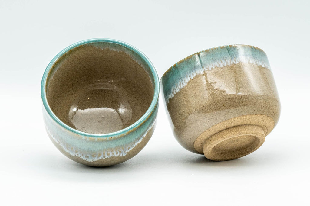 Japanese Teacups - Pair of Drip-Glazed Agano-yaki Yunomi - 140ml