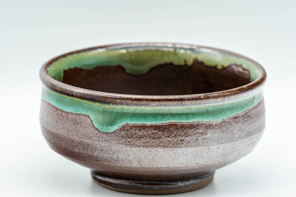 Japanese Teacups - Pair of Brown and Green Drip-Glazed Yunomi - 100ml