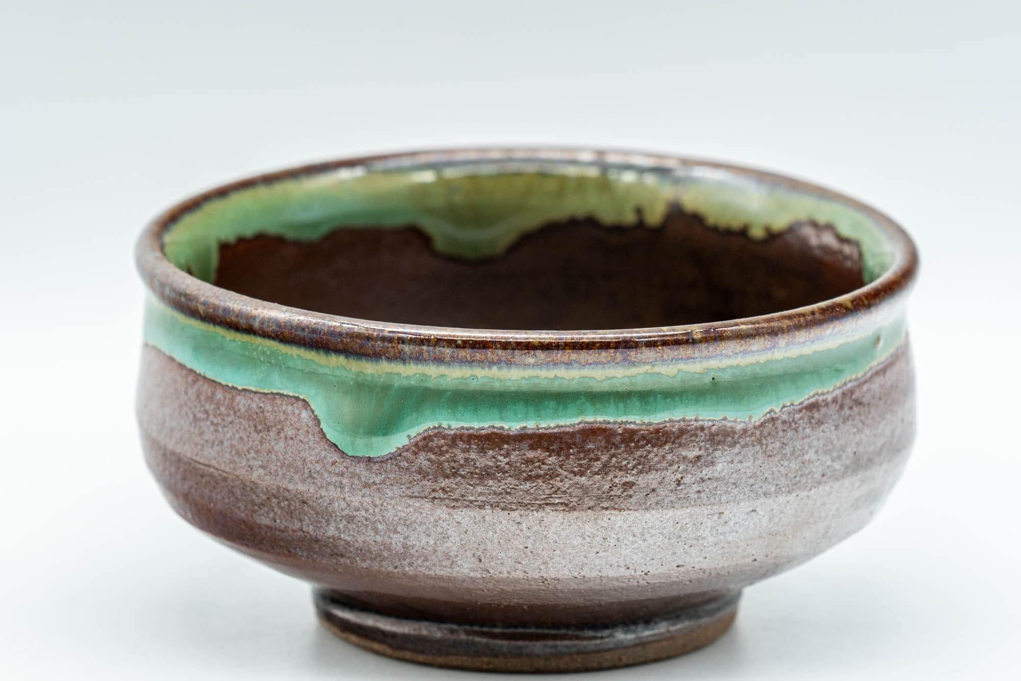 Japanese Teacups - Pair of Brown and Green Drip-Glazed Yunomi - 100ml