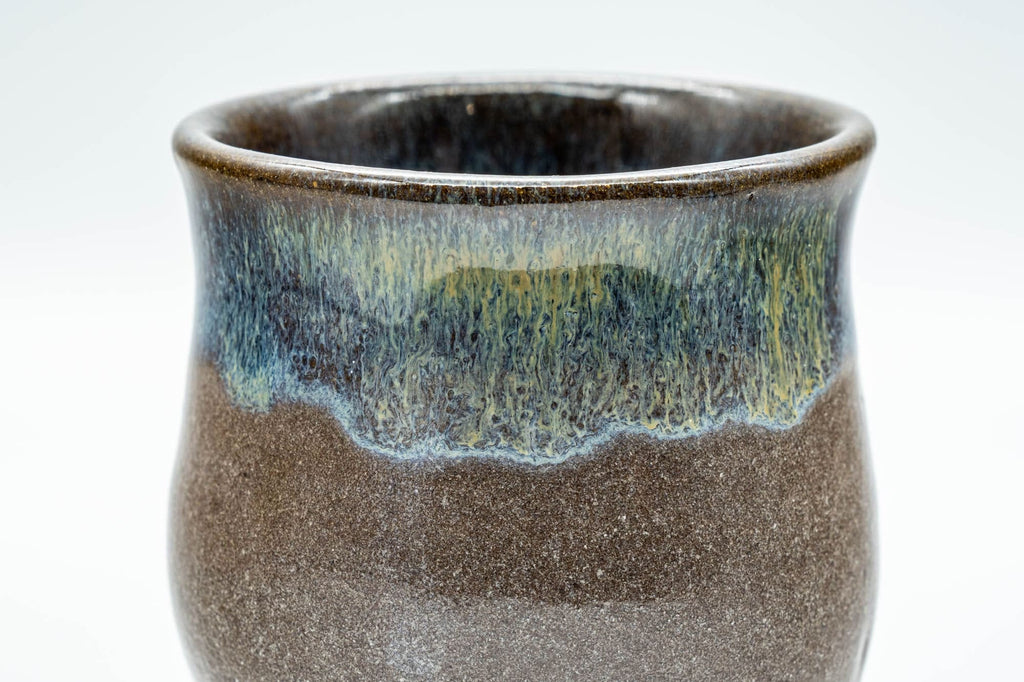 Japanese Teacup - Curvy Hare's Fur Drip Glazed Yunomi - 125ml