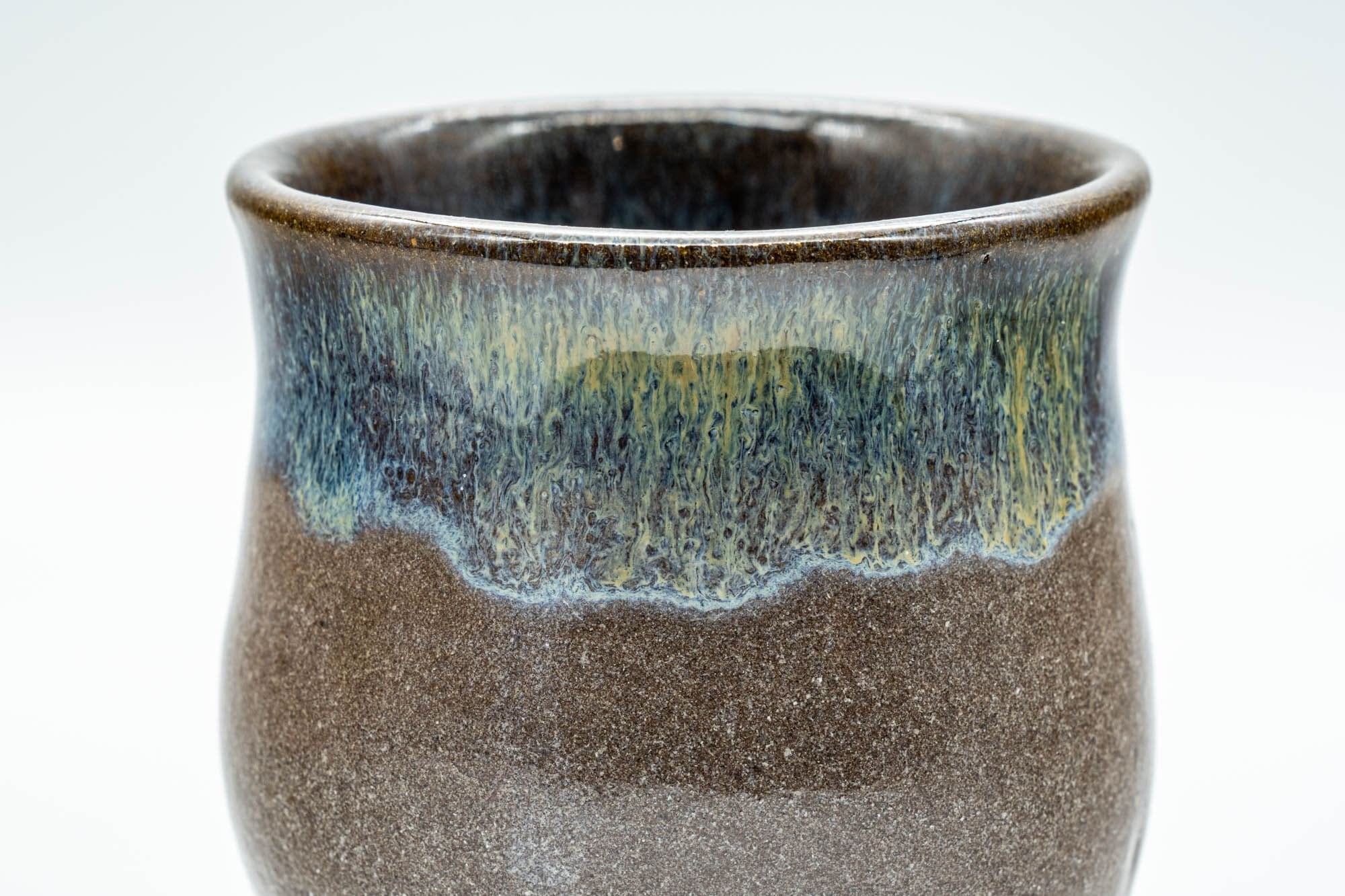 Japanese Teacup - Curvy Hare's Fur Drip Glazed Yunomi - 125ml
