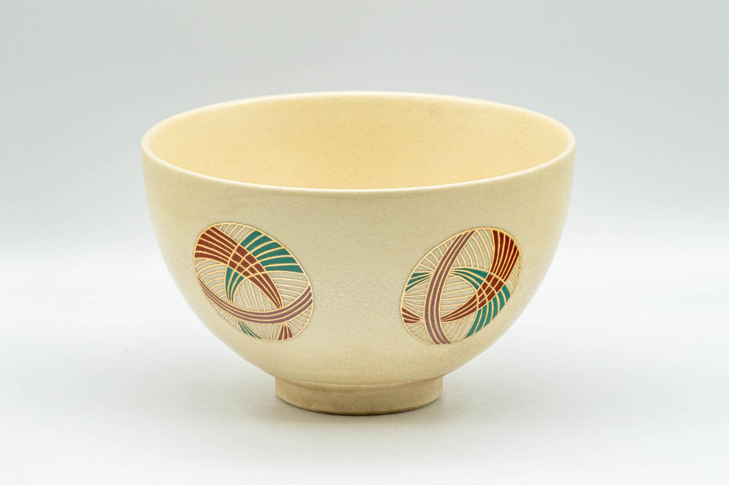 Japanese Matcha Bowl - Geometric Wan-nari Kyo-yaki Chawan - 350ml