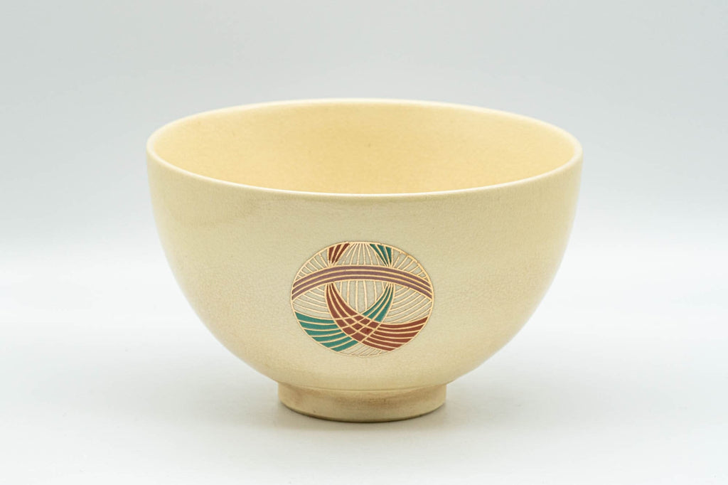Japanese Matcha Bowl - Geometric Wan-nari Kyo-yaki Chawan - 350ml