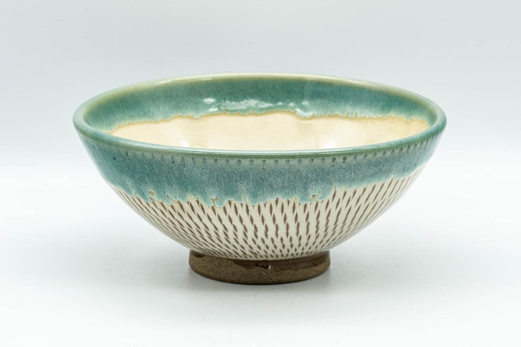 Japanese Matcha Bowl - Teal Drip-Glazed Agano-yaki Chawan - 250ml