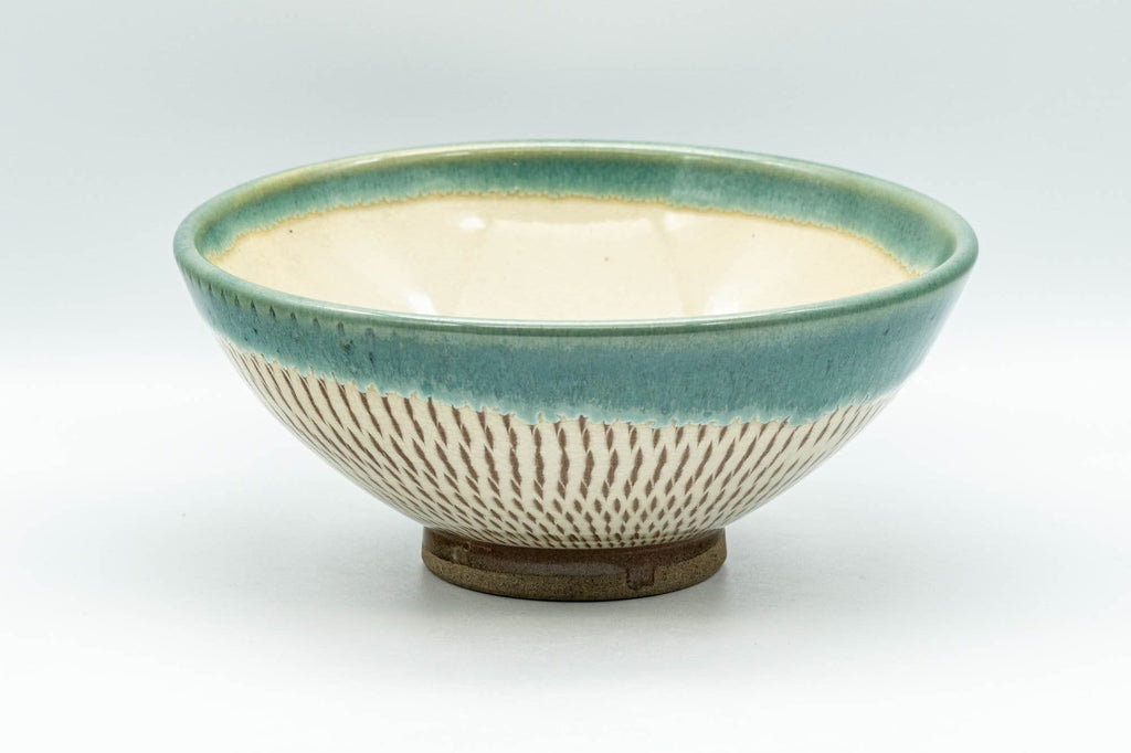 Japanese Matcha Bowl - Teal Drip-Glazed Agano-yaki Chawan - 250ml