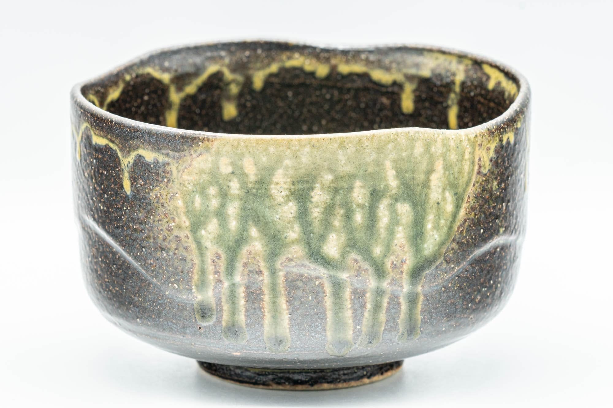Japanese Matcha Bowl - Green Ash-Glazed Wabi-Sabi Chawan - 350ml