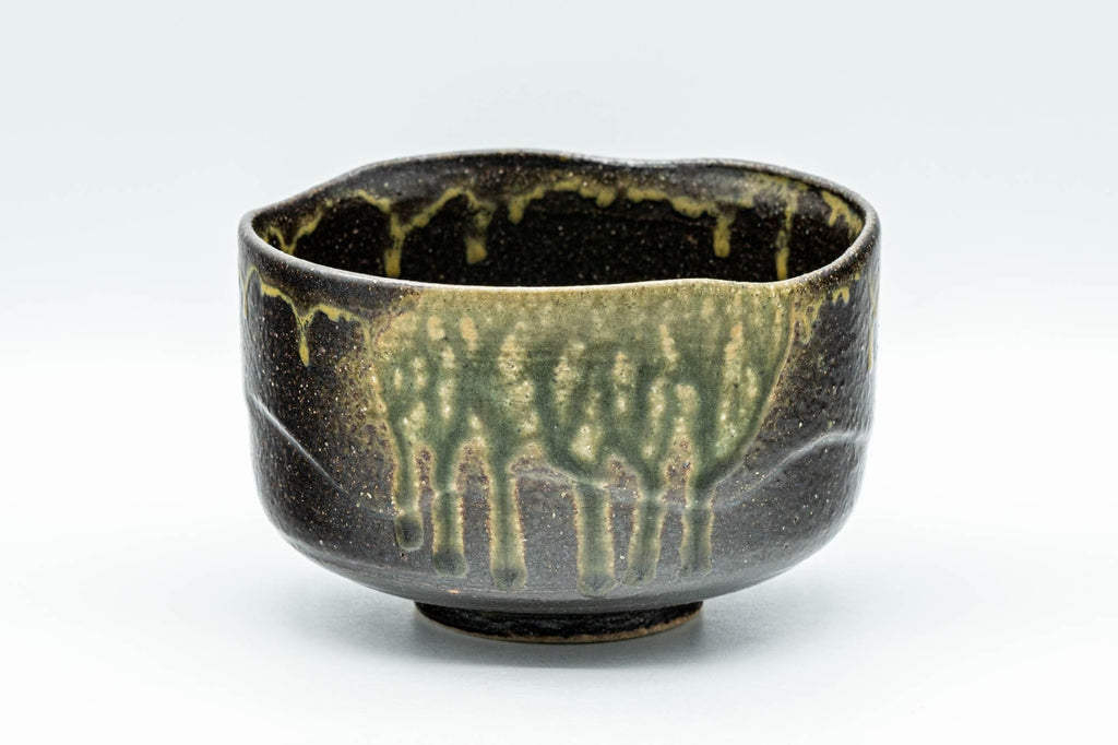 Japanese Matcha Bowl - Green Ash-Glazed Wabi-Sabi Chawan - 350ml