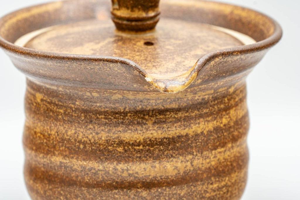 Japanese Shiboridashi - Brown Spiraling Akogi-yaki Teapot - 160ml
