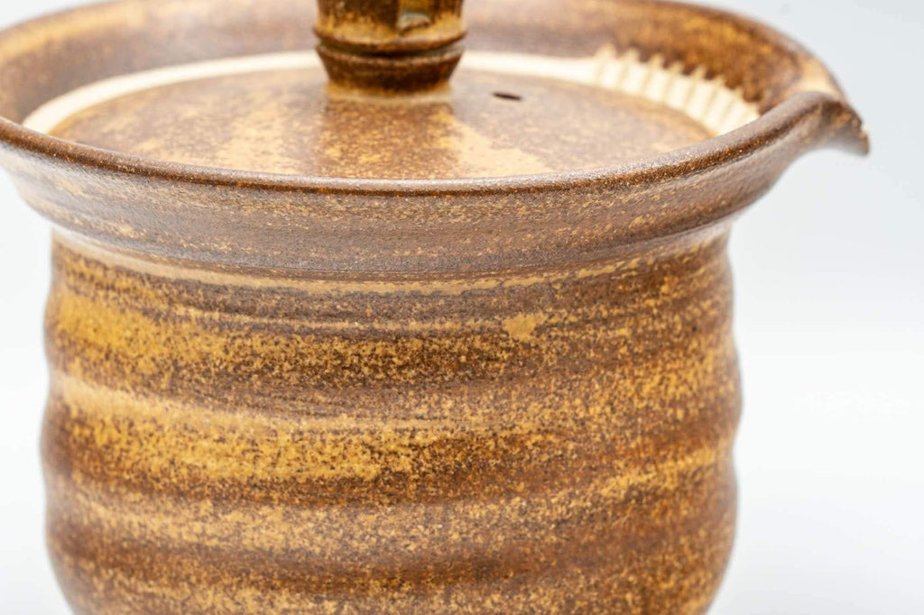Japanese Shiboridashi - Brown Spiraling Akogi-yaki Teapot - 160ml