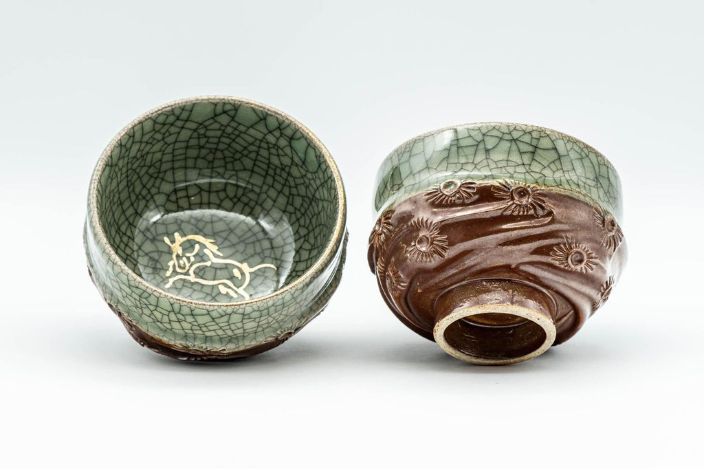 Japanese Teacups - Pair of Obori Soma-Yaki Yunomi - 90ml
