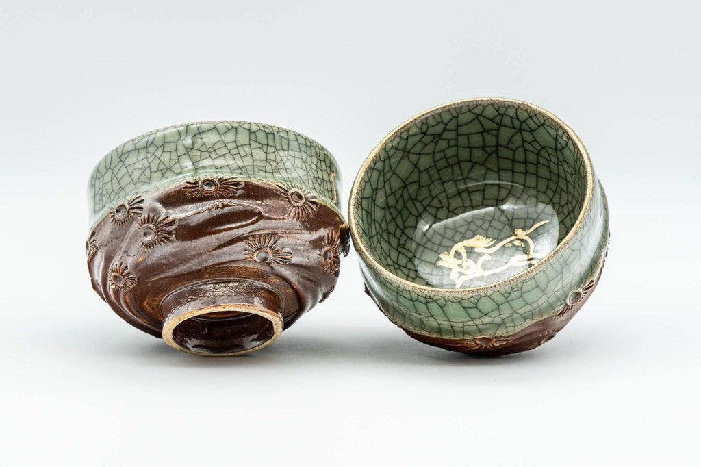 Japanese Teacups - Pair of Obori Soma-Yaki Yunomi - 90ml