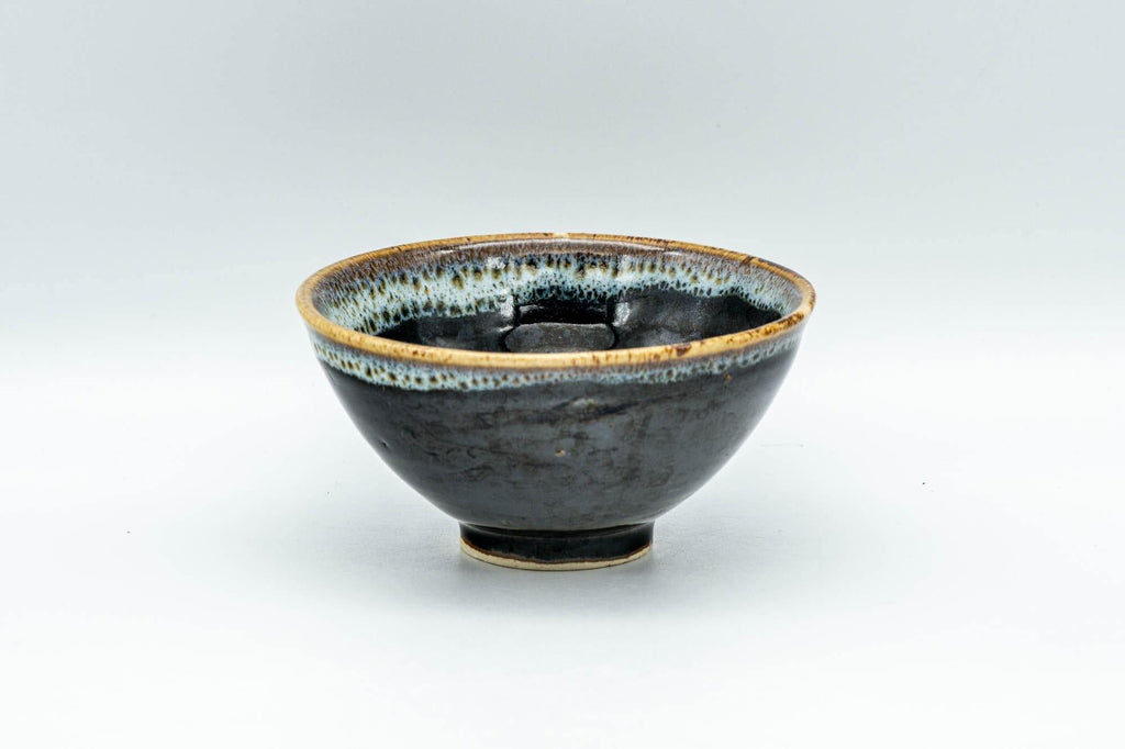 Japanese Teacup - Jet Black Hare's Fur Glazed Yunomi - 75ml