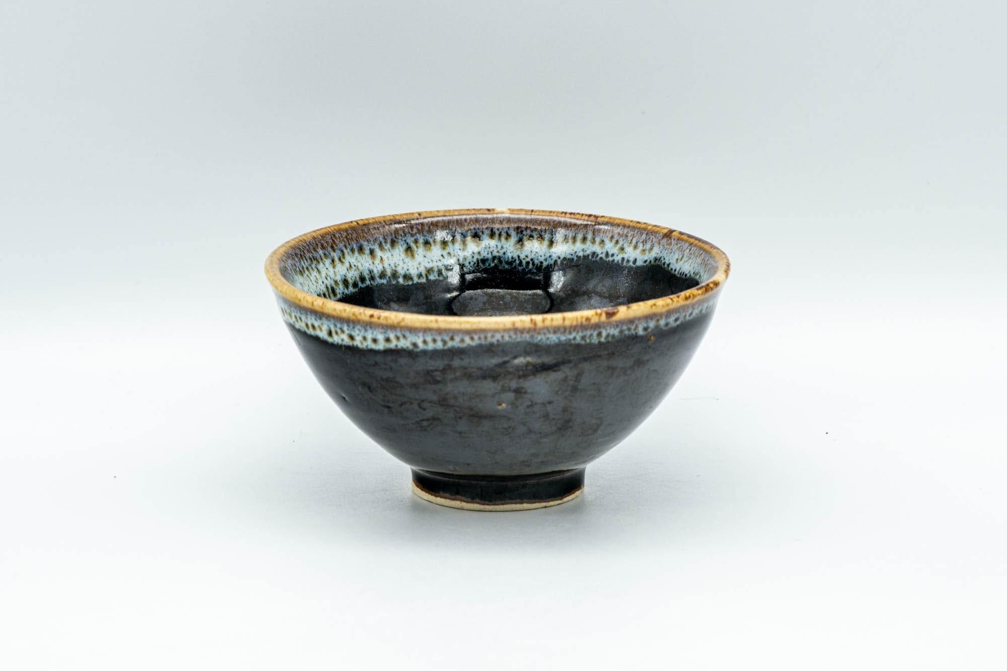 Japanese Teacup - Jet Black Hare's Fur Glazed Yunomi - 75ml