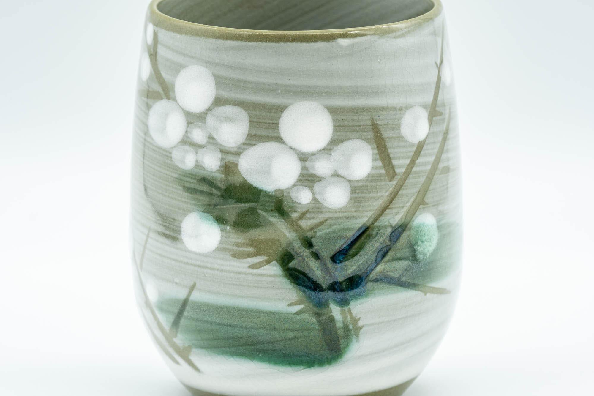 Japanese Teacup - Green Floral Yunomi - 180ml